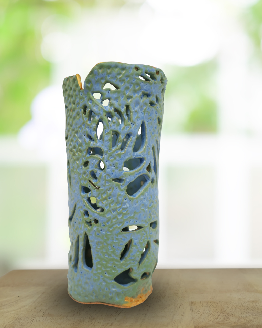 Fiona Lerk Tree Bark Vase, Blue