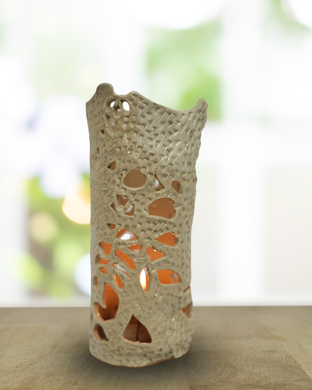 Fiona Lerk Tree Bark Vase, White