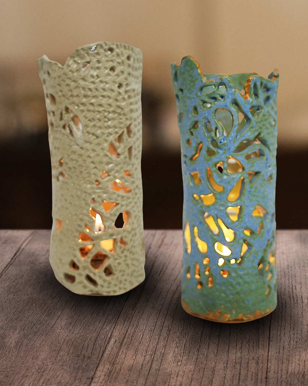 Fiona Lerk Tree Bark Vase, Blue